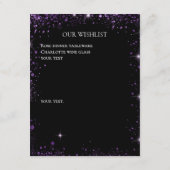 Schwarzer lila Glitzer Hochzeitsstifter QR-Code Begleitkarte (Rückseite)