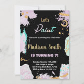 Schwarzer Lila Glitzer Paint Birthday Einladungen (Vorderseite)