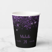 Schwarzer lila Glitzer Pappbecher (Vorderseite)