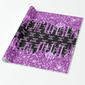 Schwarzer lila Glitzer Rosa Tropfen Monogramm Geschenkpapier (Ungerollt)