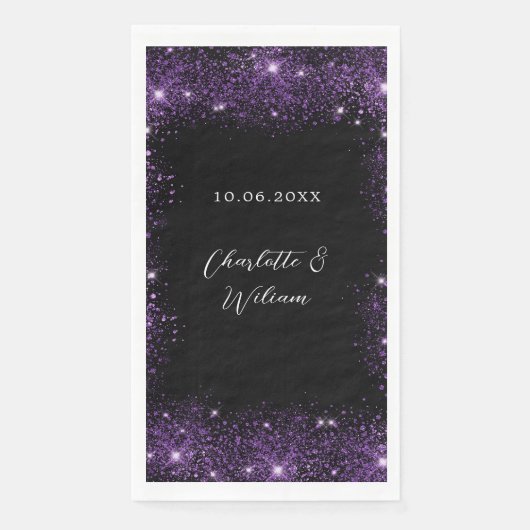 Schwarzer lila Glitzer Serviette (Vorderseite)