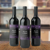 Schwarzer lila Glitzer Weinetikett