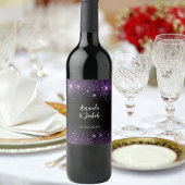 Schwarzer lila Glitzer Weinetikett