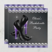 Schwarzer Lila Junggeselinnen-Abschied Einladung (Vorne/Hinten)