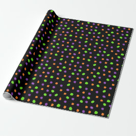 Schwarzer Lila Limettengrüner Orange Polka Dot Geschenkpapier