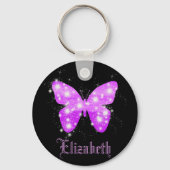 Schwarzer lila Schmetterling Schlüsselanhänger (Vorderseite)