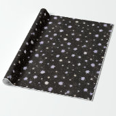 Schwarzer Lila Sterne Geburtstag Geschenkpapier (Ungerollt)