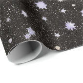Schwarzer Lila Sterne Geburtstag Geschenkpapier (Rolleneckpunkt)