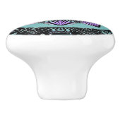 Schwarzer, Lila und Aquamariner Mandala Keramik Kn Keramikknauf (Seitenansicht)