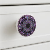 Schwarzer, Lila und Aquamariner Mandala Keramik Kn Keramikknauf