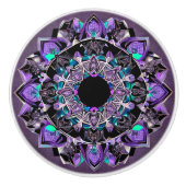 Schwarzer, Lila und Aquamariner Mandala Keramik Kn Keramikknauf (Vorderseite)