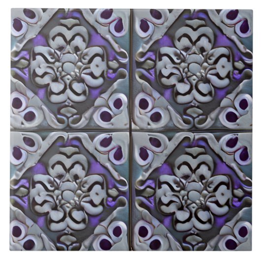 Schwarzer Lila und Aquamariner toskanischer Stil S Fliese (Vorderseite)