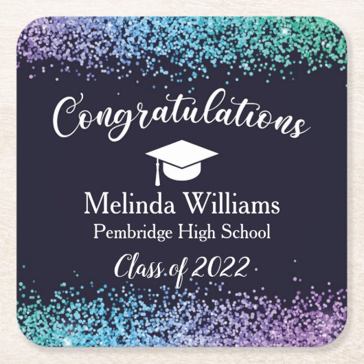 Schwarzer Lila und blauer Abschluss Rechteckiger Pappuntersetzer (Vorderseite)