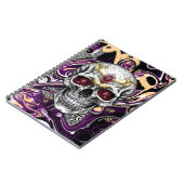 Schwarzer, Lila und goldener Zuckerschädel Notizblock (Linke Seite)