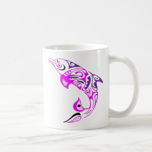 Schwarzer Lila und rosa Tribal Dolphin Tattoo Desi Kaffeetasse