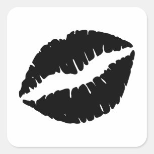 Schwarzer Lippenstift auf Lippen-Kiss-Grafik Quadratischer Aufkleber
