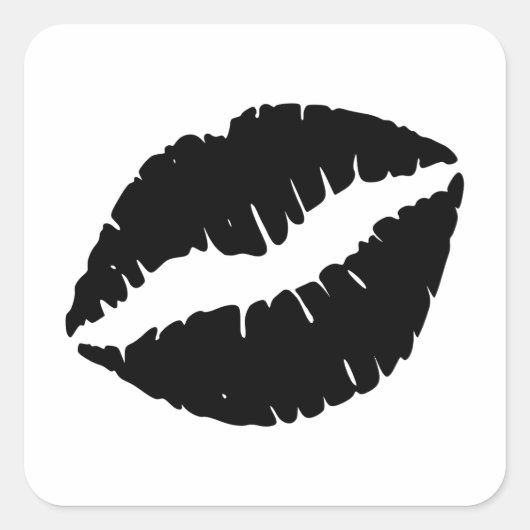 Schwarzer Lipstick mit Lippen Kiss Grafik Quadratischer Aufkleber (Vorderseite)