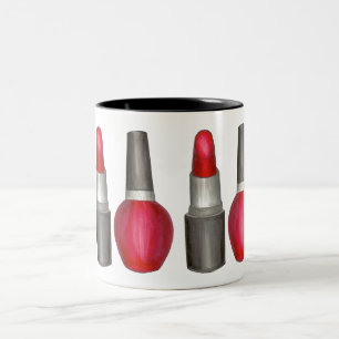 Schwarzer Lipstick Nail Polnisch Makeuty Tasse