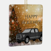 Schwarzer LKW in der Weihnachtsschneewelt Keramikornament (Rechts)