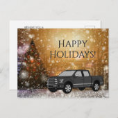 Schwarzer LKW Weihnachten Winterschnee Happy Urlau (Vorne/Hinten)