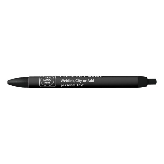 Schwarzer Logo Name Firmenstift Kugelschreiber (Vorderseite)