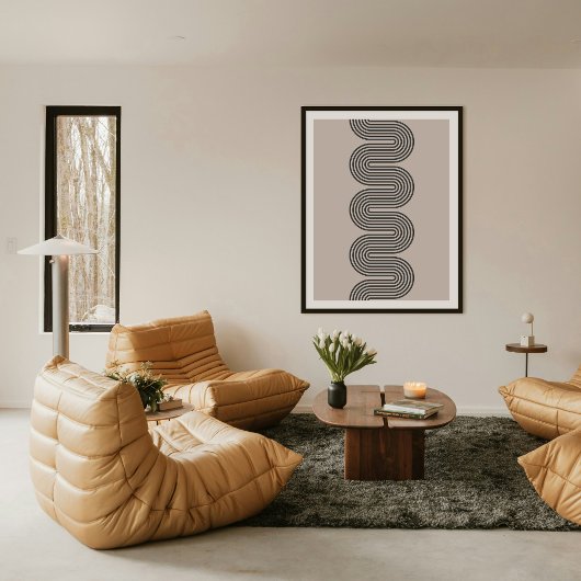 Schwarzer Lombard Wellenlinien Moderner Minimaler Poster