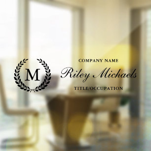 Schwarzer Lorbeerkranz Eleganter Monogramm-Name Ti Fensteraufkleber