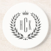 Schwarzer Lorbeerkranz mit individuellem Monogramm Getränkeuntersetzer (Vorne)