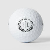 Schwarzer Lorbeerkranz mit individuellem Monogramm Golfball (Vorderseite)