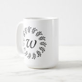 Schwarzer Lorbeerkranz monogrammiert Kaffeetasse (Vorderseite Links)