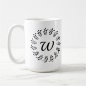 Schwarzer Lorbeerkranz monogrammiert Kaffeetasse (Links)