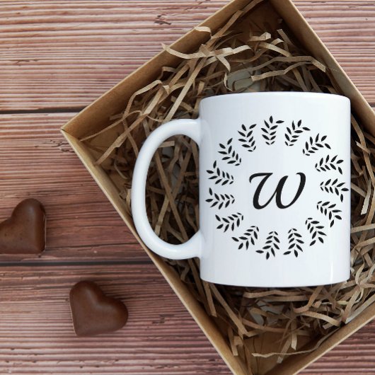 Schwarzer Lorbeerkranz monogrammiert Kaffeetasse