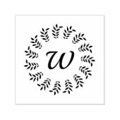 Schwarzer Lorbeerkranz monogrammiert Permastempel (Design)