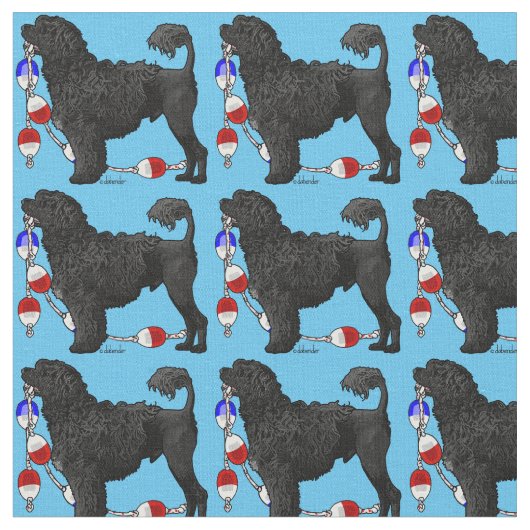 Schwarzer Löwe-portugiesischer Wasser-Hund mit Stoff (Nahaufnahme)