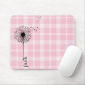schwarzer Löwenzahn auf rosa kariert Mousepad (Mit Mouse)