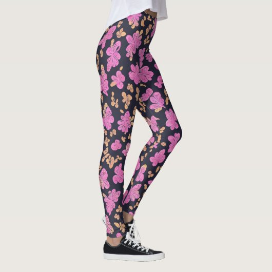 Schwarzer Lulemon Rosa Schmetterlinge Leggings (Rechts)