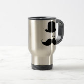 Schwarzer lustiger Lenkstangen-Schnurrbart-Mann Reisebecher (VorderseiteRechts)