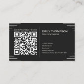 Schwarzer Luxus Art Deco QR Code Minimal Design Terminkarte (Rückseite)