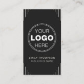 Schwarzer Luxus Art Deco QR Code Minimal Design Visitenkarte (Vorderseite)