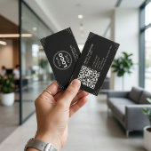 Schwarzer Luxus Art Deco QR Code Minimal Design Visitenkarte