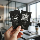 Schwarzer Luxus Art Deco QR Code Minimal Design Visitenkarte