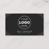 Schwarzer Luxus Art Deco QR Code Minimal Design Visitenkarte (Vorderseite)