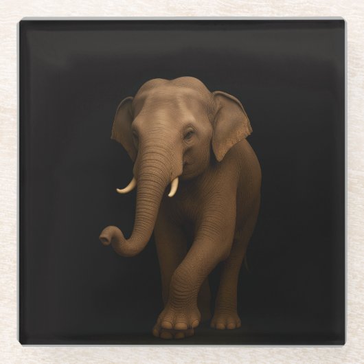 Schwarzer Luxus-Glasuntersetzer, Indischer Elefant Glasuntersetzer (Vorderseite)