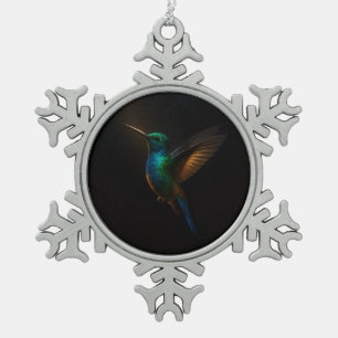 Schwarzer Luxus-Schneeflocken-Anhänger, Humminbird Schneeflocken Zinn-Ornament