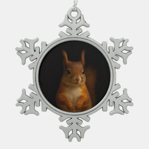 Schwarzer Luxus-Schneeflocken-Anhänger, Rotes Eich Schneeflocken Zinn-Ornament