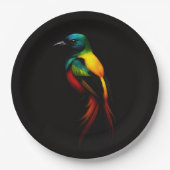 Schwarzer Luxuspapierteller 4 mit Regenbogen-Vogel Pappteller (Vorderseite)