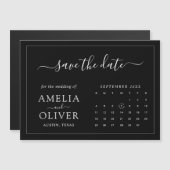 Schwarzer Magnet-Kalender Minimalist Save-The-Date Magneteinladung (Vorne/Hinten)