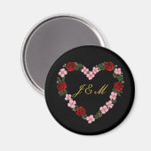 Schwarzer Magnet mit Blumenkrone (Vorderseite/Rückseite)