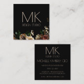 Schwarzer Magnolie Quadratische Visitenkarte (Vorne/Hinten)