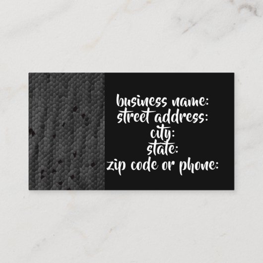 Schwarzer Mamba in illustriertem, Kunst-Drucke, Visitenkarte (Rückseite)